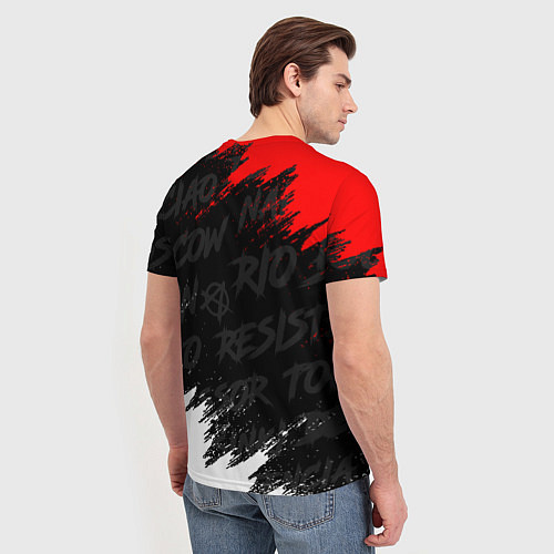 Мужская футболка БУМАЖНЫЙ ДОМ, МАСКА ДАЛИ, БРЫЗГИ КРАСОК / 3D-принт – фото 4