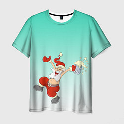 Мужская футболка Веселый празднующий дед Мороз