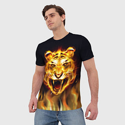 Футболка мужская Тигр В Пламени, цвет: 3D-принт — фото 2