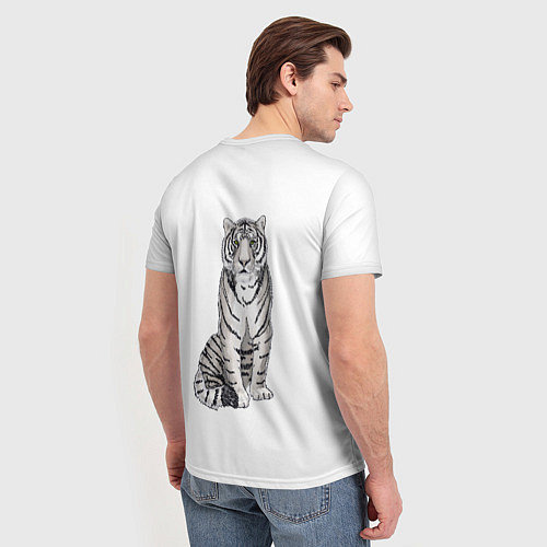 Мужская футболка Сидящая белая тигрица / 3D-принт – фото 4