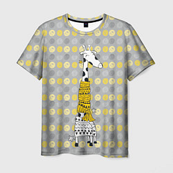 Мужская футболка Милая жирафа в шарфе