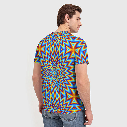 Мужская футболка Пульсирующий синий цветок иллюзия движения / 3D-принт – фото 4