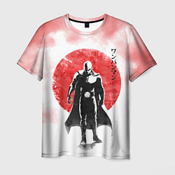 Мужская футболка Сайтама красный дым One Punch-Man