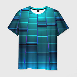 Мужская футболка 3D квадраты неоновые