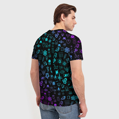 Мужская футболка RAINBOW SIX SIEGE NEON PATTERN SYMBOL / 3D-принт – фото 4