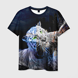 Мужская футболка Неоновый тигр в воде