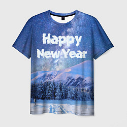 Мужская футболка Космическая Зима Надпись Новый Год