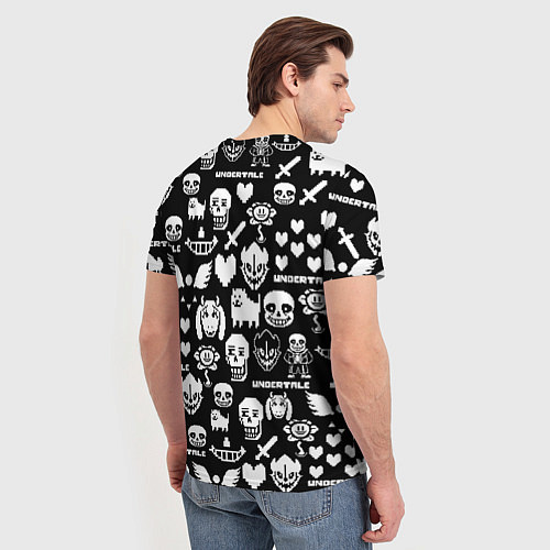 Мужская футболка UNDERTALE PATTERN БЕЛЫЙ / 3D-принт – фото 4