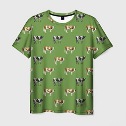 Мужская футболка Живописные коровы на лугу паттерн