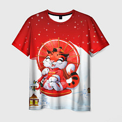 Мужская футболка Китайский тигр с зонтиком 2022