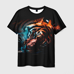 Мужская футболка Красивый Тигр лежит