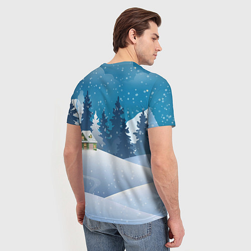 Мужская футболка Сонный тигренок Новый год / 3D-принт – фото 4