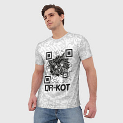 Футболка мужская QR код котик, цвет: 3D-принт — фото 2