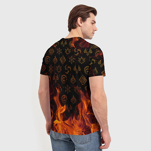 Мужская футболка GENSHIN IMPACT FIRE SYMBOL ОГНЕННАЯ СТИХИЯ / 3D-принт – фото 4