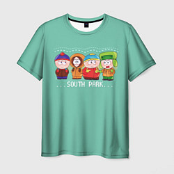 Футболка мужская South Park - Южный парк Кенни, Кайл, Эрик и Стэн, цвет: 3D-принт
