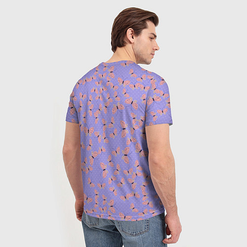 Мужская футболка Бабочки паттерн лиловый / 3D-принт – фото 4
