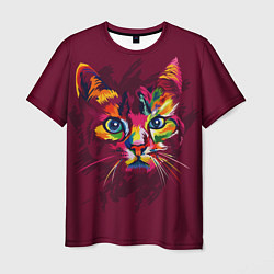 Мужская футболка Кошечка в ярких красках