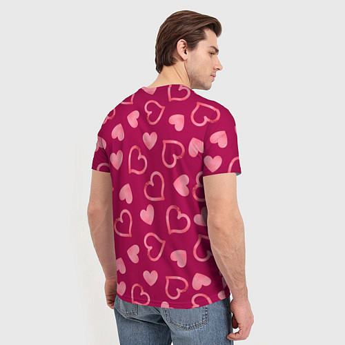 Мужская футболка Паттерн сердечки / 3D-принт – фото 4