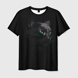 Мужская футболка Черна кошка с изумрудными глазами