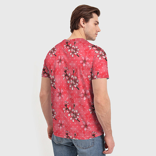 Мужская футболка Сакура красная / 3D-принт – фото 4