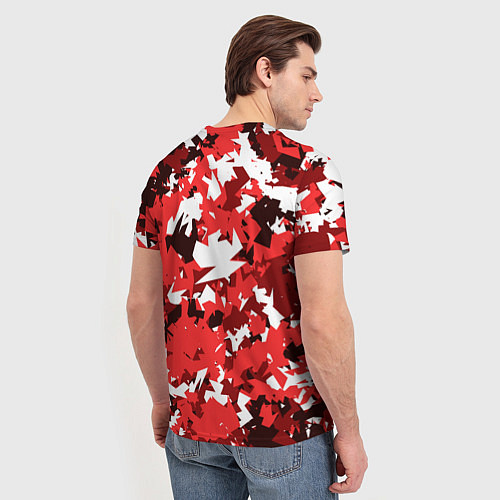 Мужская футболка Красно-белый камуфляж / 3D-принт – фото 4