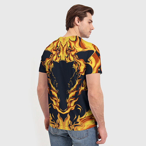 Мужская футболка Маска тигра в огне / 3D-принт – фото 4