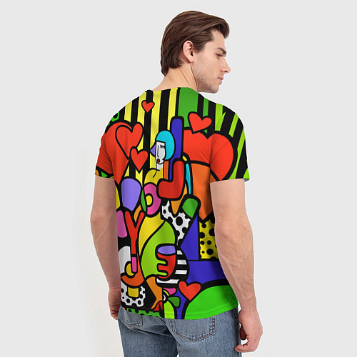 Мужская футболка Romero Britto - love you / 3D-принт – фото 4