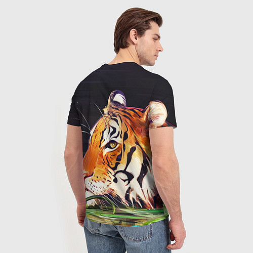 Мужская футболка Бенгальский Тигр в кустах / 3D-принт – фото 4