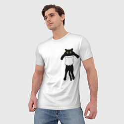Футболка мужская Кот висит в кармане 3D, цвет: 3D-принт — фото 2