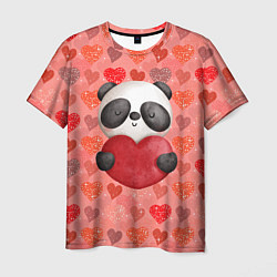 Мужская футболка Панда с сердечком день влюбленных