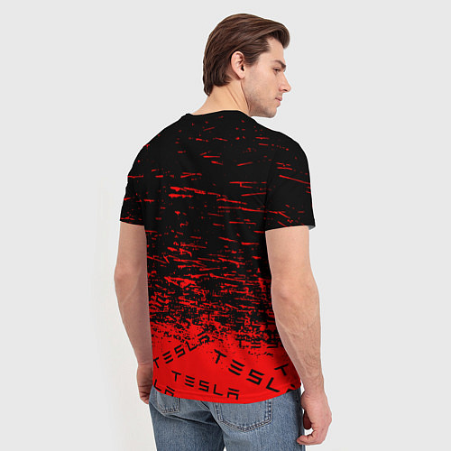 Мужская футболка Tesla sport red / 3D-принт – фото 4