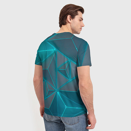 Мужская футболка Tesla неоновые треугольники / 3D-принт – фото 4