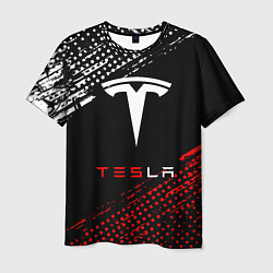 Мужская футболка Tesla - Logo Pattern