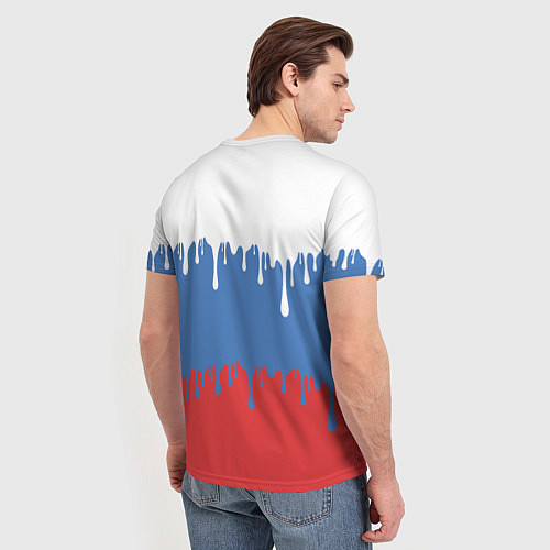 Мужская футболка Флаг России потёки / 3D-принт – фото 4