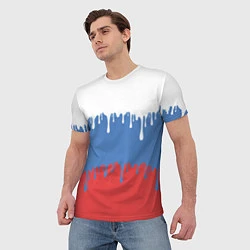 Футболка мужская Флаг России потёки, цвет: 3D-принт — фото 2