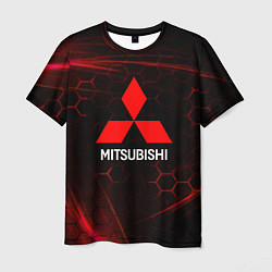 Футболка мужская Mitsubishi красные соты, цвет: 3D-принт