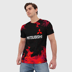 Футболка мужская Mitsubishi пламя огня, цвет: 3D-принт — фото 2
