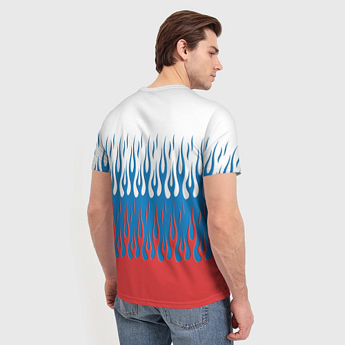 Мужская футболка Флаг России пламя / 3D-принт – фото 4