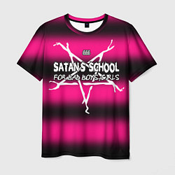 Мужская футболка Satan school for bad boys and girls pink