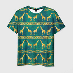 Мужская футболка Золотые жирафы паттерн