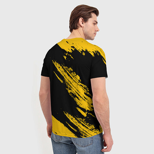 Мужская футболка BLACK AND YELLOW GRUNGE ГРАНЖ / 3D-принт – фото 4