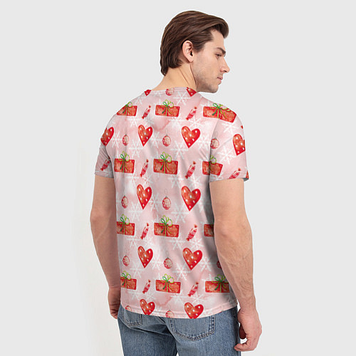 Мужская футболка Подарки и сердечки / 3D-принт – фото 4