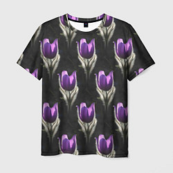 Мужская футболка Фиолетовые цветы - паттерн