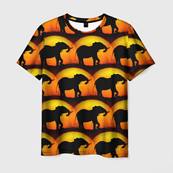 Мужская футболка Силуэт слона паттерн
