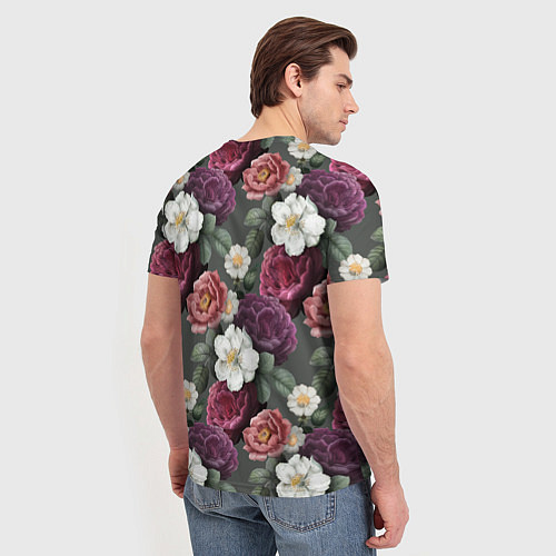 Мужская футболка Bouquet of flowers pattern / 3D-принт – фото 4