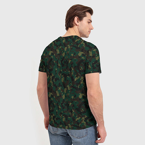 Мужская футболка Тёмно-Зелёный Сеточный Камуфляж / 3D-принт – фото 4