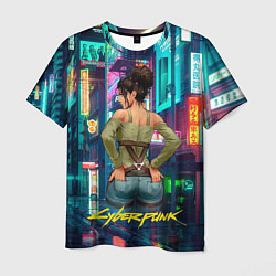 Мужская футболка Панам вид сзади Cyberpunk2077