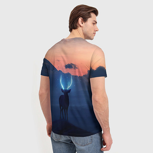 Мужская футболка Олень с неоновыми рогами / 3D-принт – фото 4