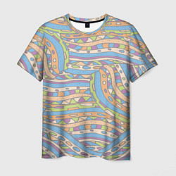 Мужская футболка Разноцветный геометрический узор в стиле дудл