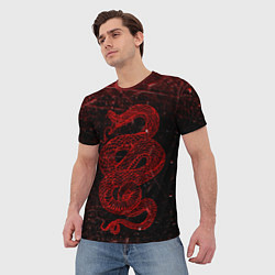 Футболка мужская Красная Змея Red Snake Глитч, цвет: 3D-принт — фото 2